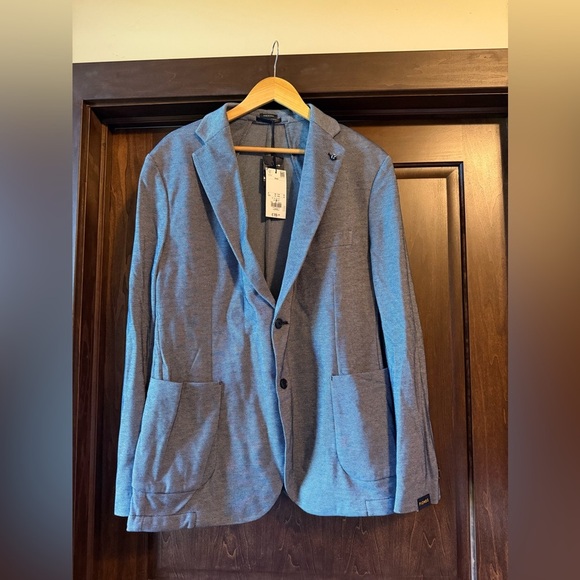 Piombo Men's 42 Navy/White Birdseye Knit Lightweight Blazer - Picture 2 of 5